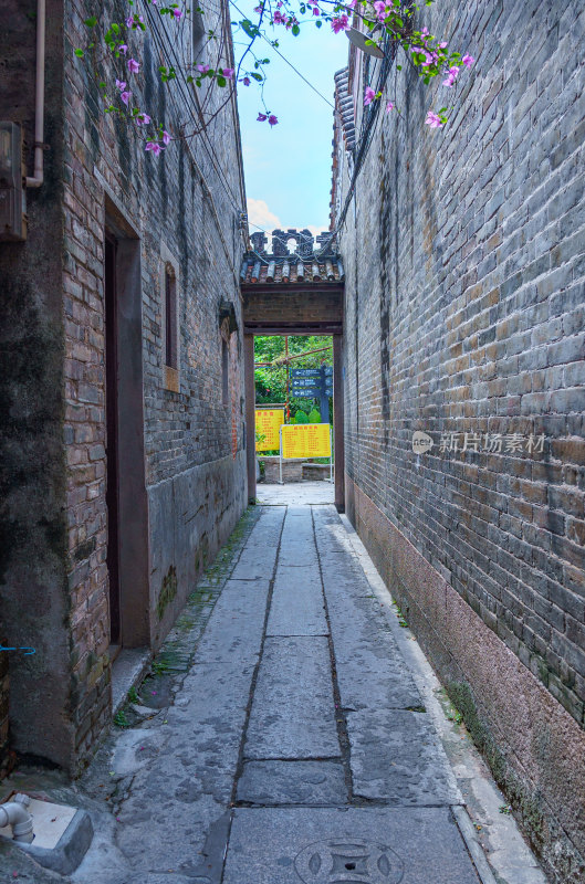 广州海珠小洲村传统中式老民居小巷胡同