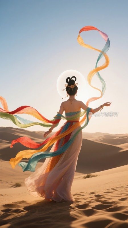 敦煌沙漠飞天神女