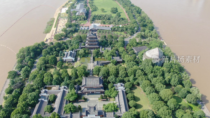 航拍湖南长沙湘江橘子洲景区