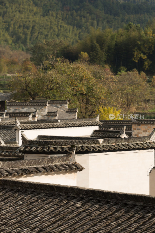 传统徽派建筑屋顶景致