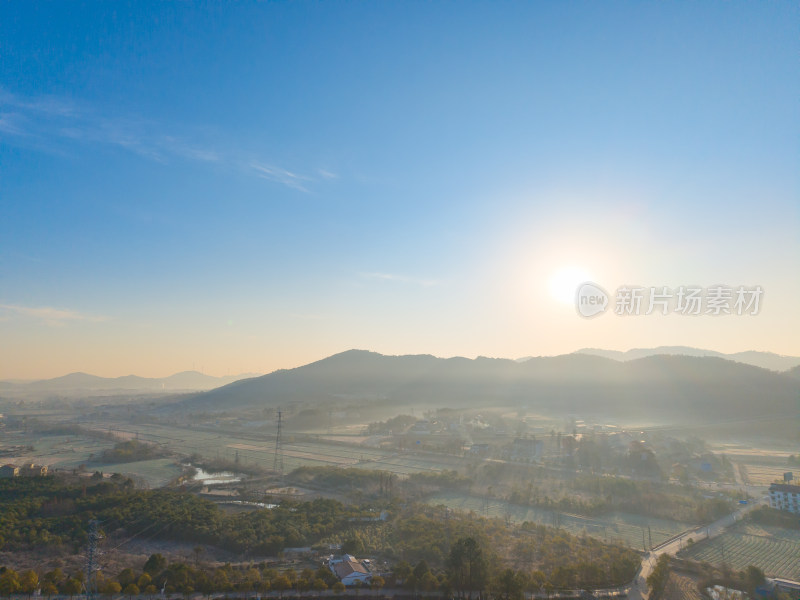 乡村田野航拍全景