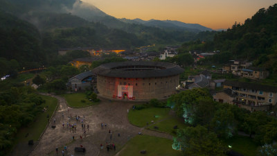 福建永定土楼王子振成楼夜景