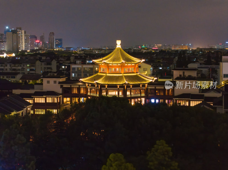 航拍苏州盘门景区中秋灯会夜景