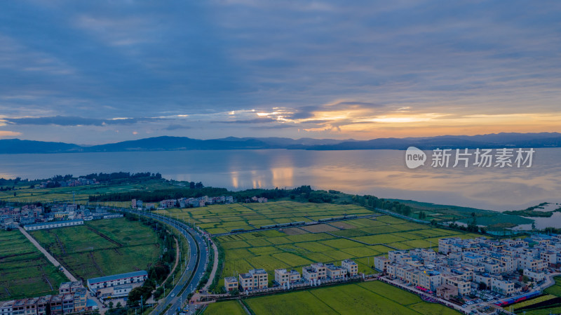 夕阳下的田园风光 沙提日落