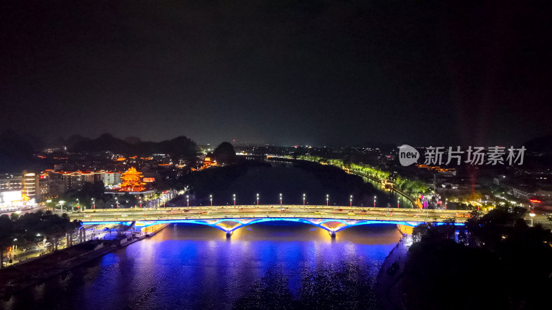 桂林解放大桥夜景航拍图