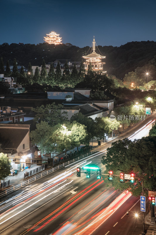 杭州城隍阁望仙阁夜景