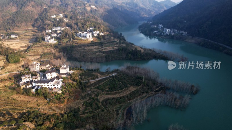 长江支流湖北恩施清江段风景风光航拍