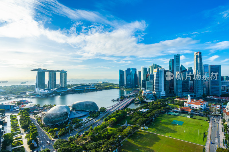 新加坡城市风光鸟瞰全景