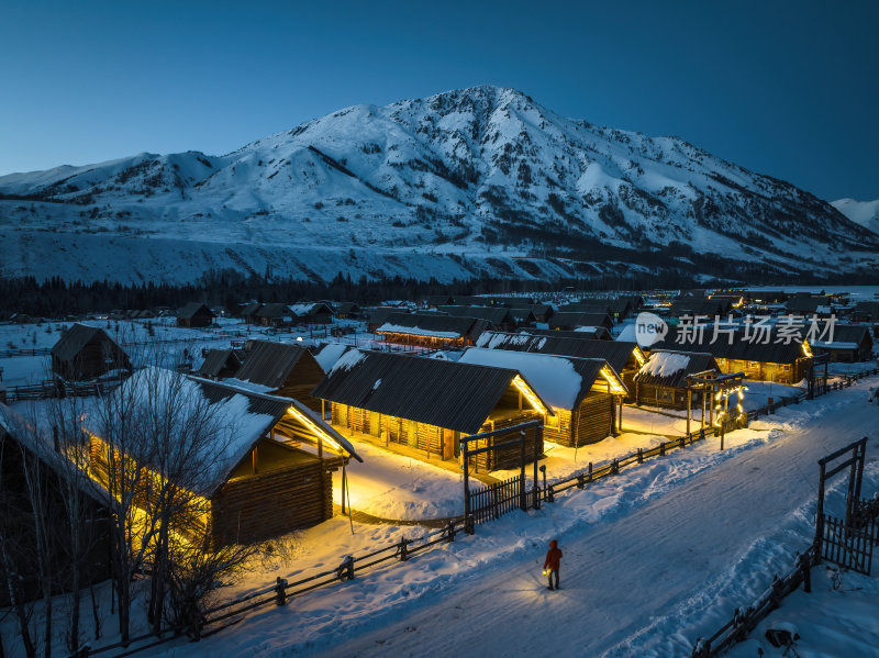 新疆北疆阿勒泰喀纳斯冬季雪景童话世界航拍