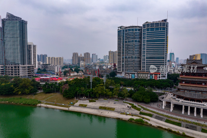 广西南宁城市风光高楼建筑航拍图