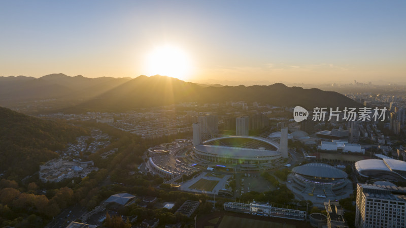 杭州西湖区城市风光航拍