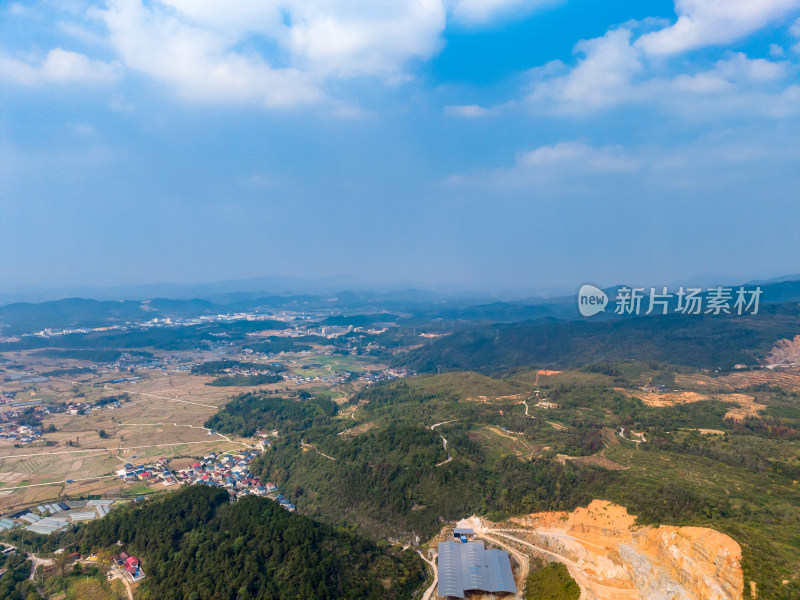 湖南山川丘陵农田乡村航拍图