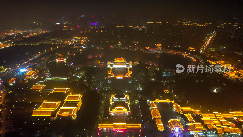 西安大唐芙蓉园夜景航拍图