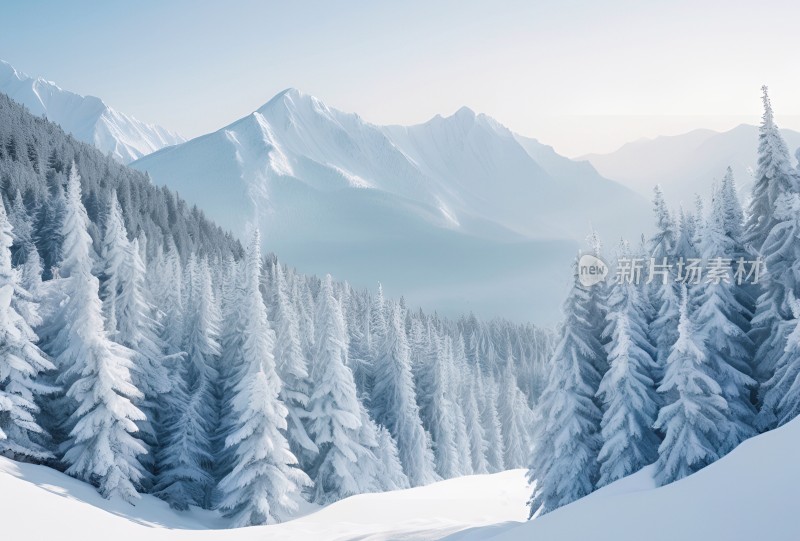 冬季森林白雪覆盖风景