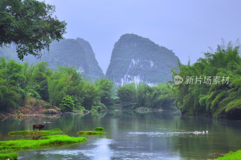 河池盘阳河山青冰秀倒影迷人小桥流水好风光