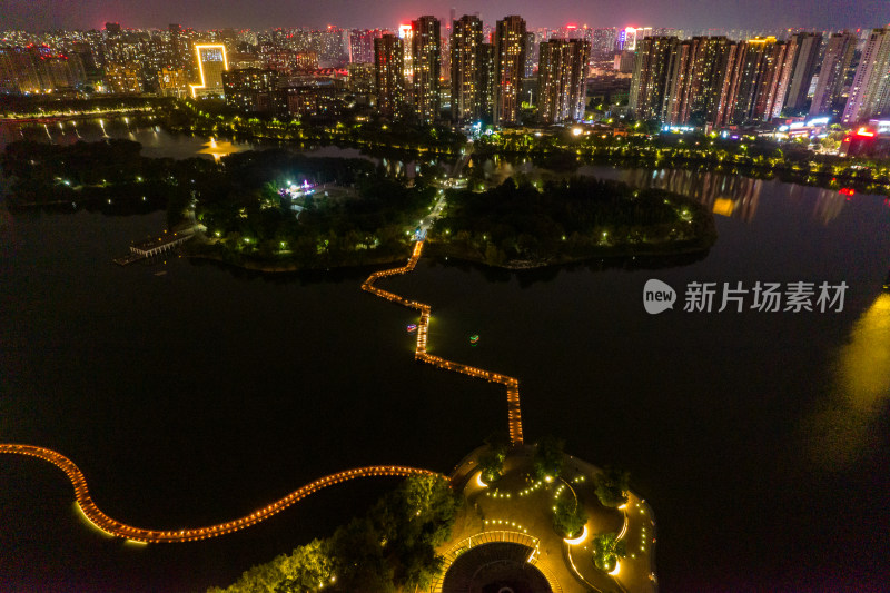 安徽蚌埠新城区城市夜景航拍图