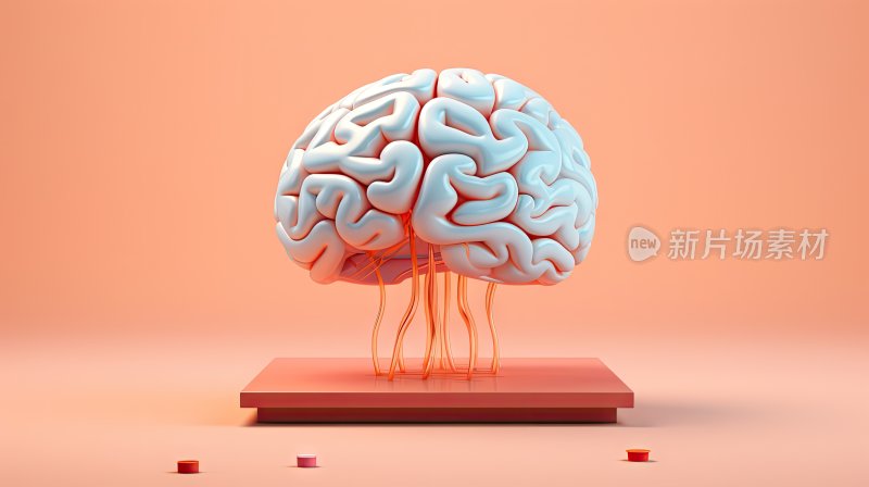 3D医学插图，大脑脑部结构图