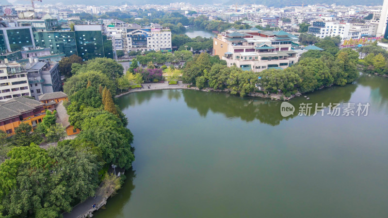 航拍广西桂林两江四湖5A景区日月双塔