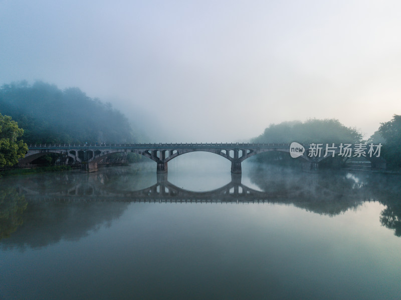 丽水缙云仙都风景区村庄日出航拍