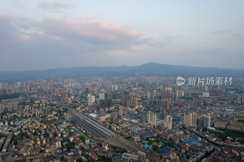 航拍湖南怀化鹤城区城市风光