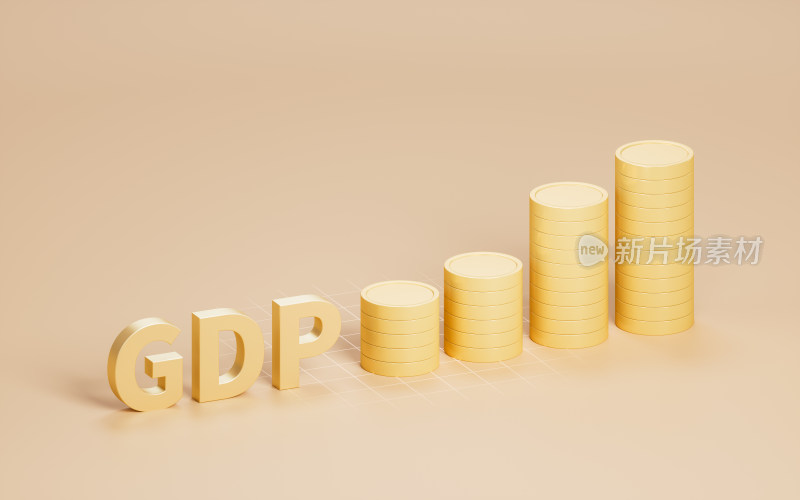 GDP与增长概念3D渲染