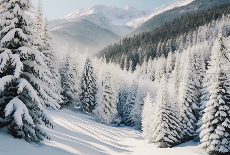 冬季森林白雪覆盖风景