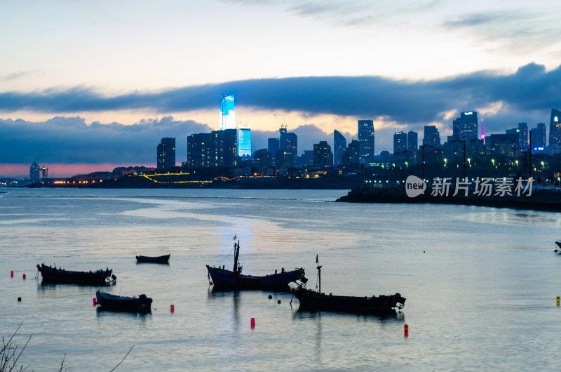 青岛小麦岛黄昏夜景