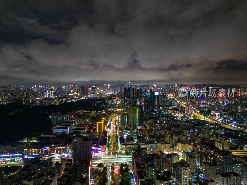 深圳城市大景夜景航拍图