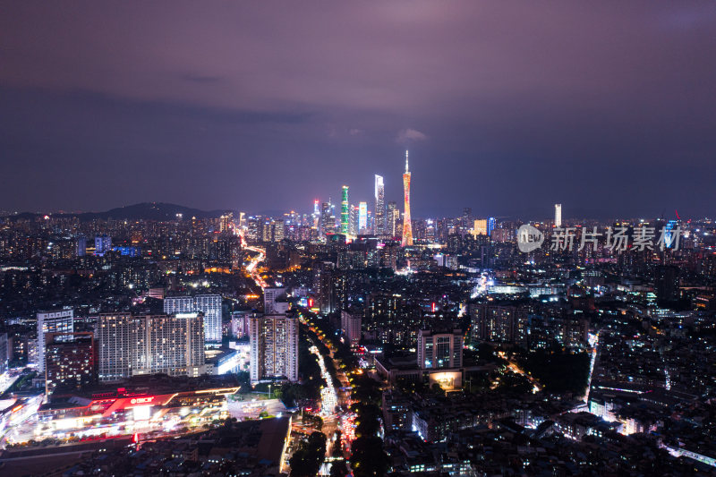 广州海珠夜景航拍