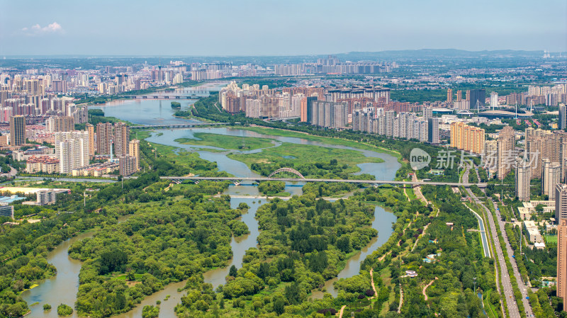 河南洛阳城市天际线楼房建筑航拍