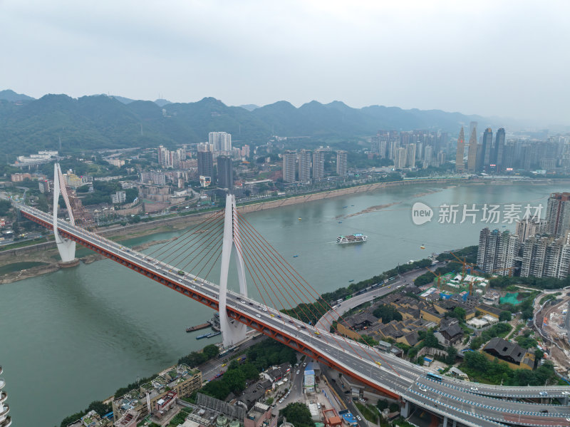 重庆朝天门来福士办公楼商场日落夜景航拍