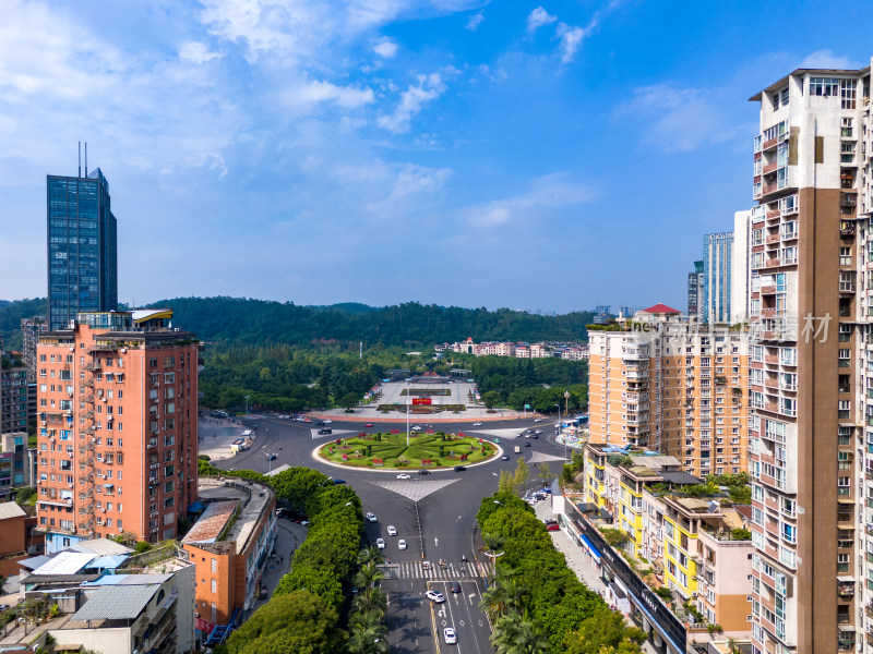 四川乐山城市交通乐山广场航拍图