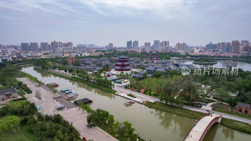 河北沧州城市风光绿化植物航拍图