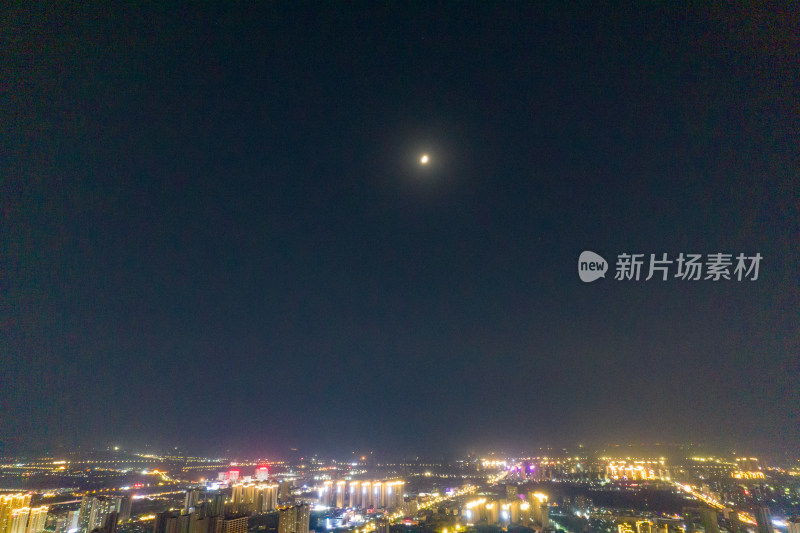 河南商丘城市夜景航拍图