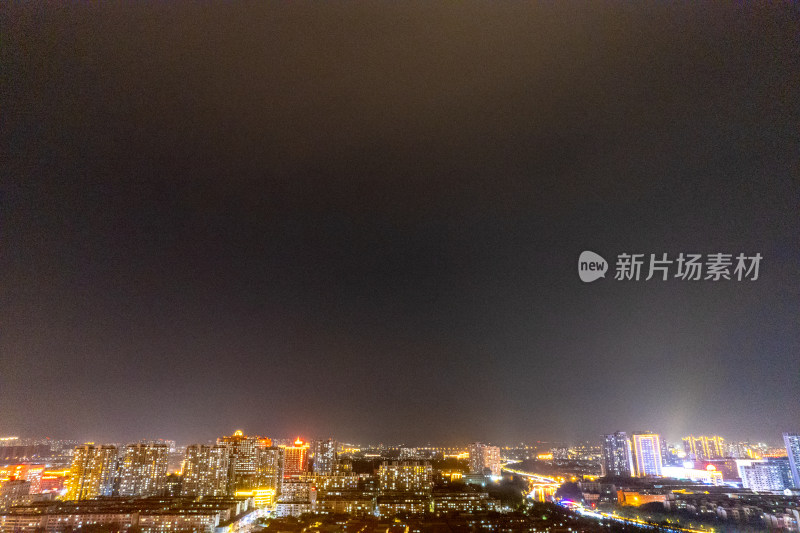 河北沧州城市夜景航拍