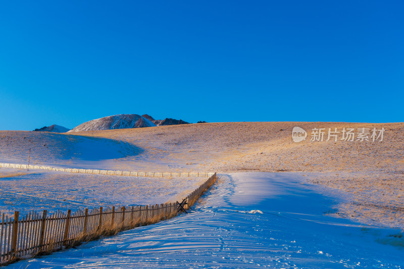 新疆冬季赛里木湖雪景雪山冰湖蓝冰日照金山