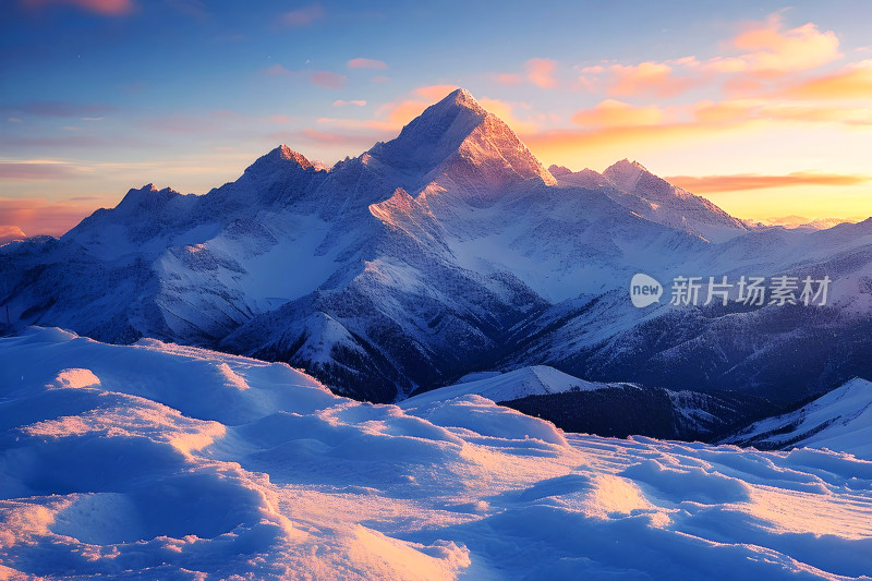 雪山风景冬天天空户外