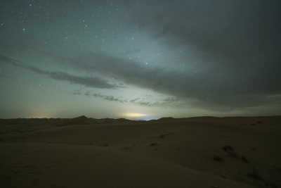 沙漠中的璀璨星空夜景