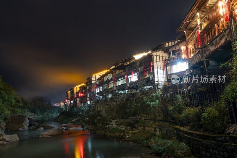 重庆市江津区中山古镇夜景航拍