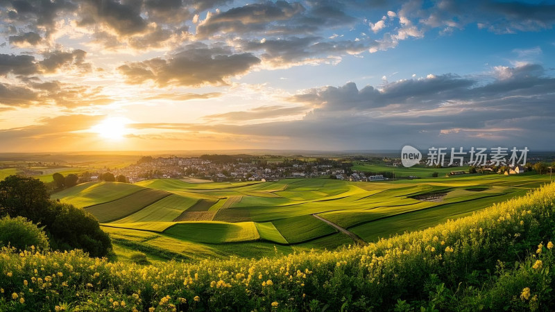 春暖花开美丽乡村 大场景