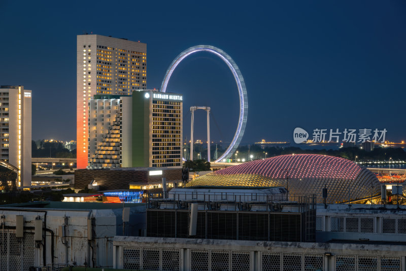 新加坡滨海湾金沙海滨奥林匹克蓝调夜景