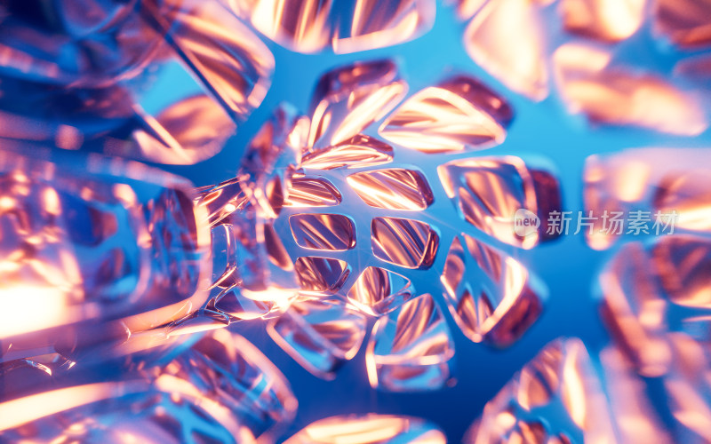 抽象彩色透明玻璃背景3D渲染