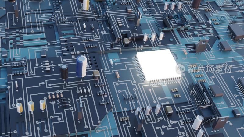 电路板与芯片三维效果图