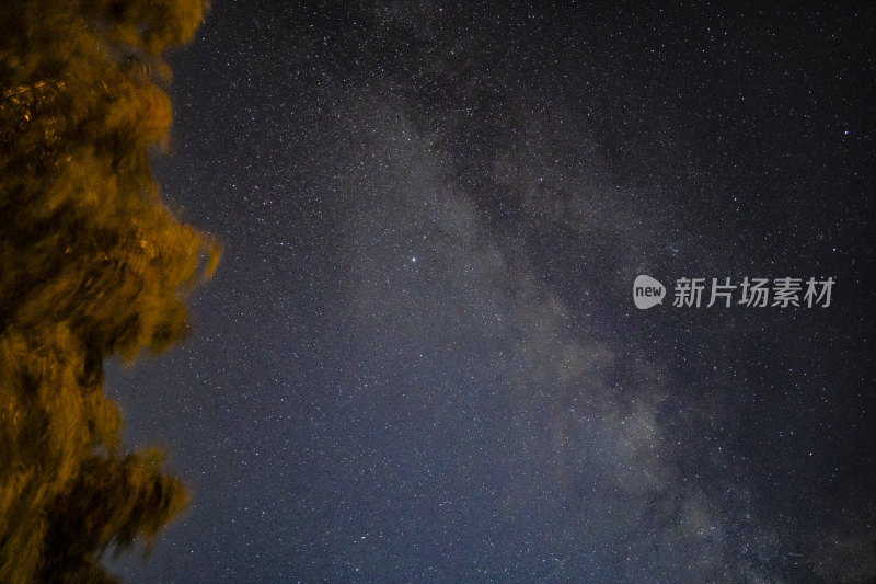 山东省荣成市北曲格村的风电银河星空