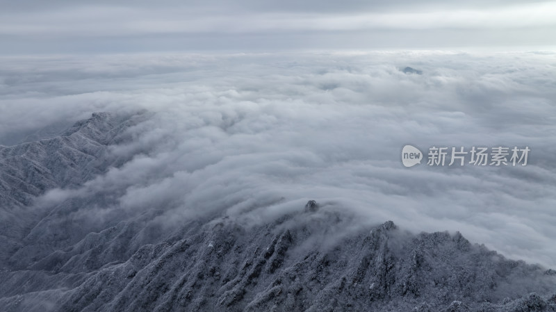 山川大雪云海大气航拍