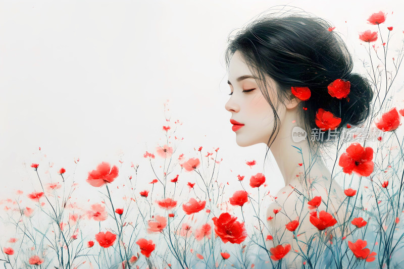 妇女节背景图美女花朵