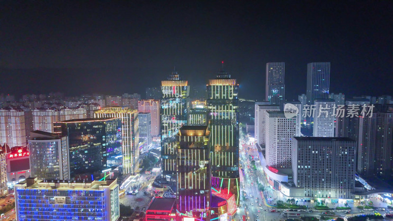 青海西宁市海湖新区海湖广场西宁CBD夜景