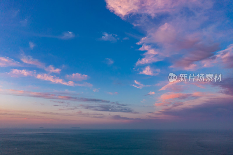 海边夕阳晚霞日落山东蓬莱航拍摄影图
