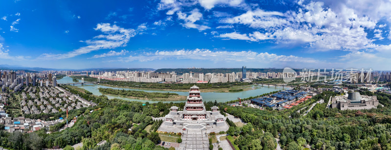 宝鸡城市风光航拍全景图