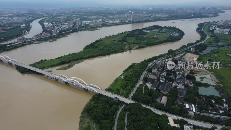 航拍广东省东莞市石排镇鲤鱼洲